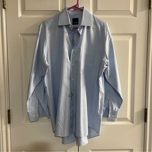 David Donahue Long Sleeve Button Down Shirt Blue size 16 32/33